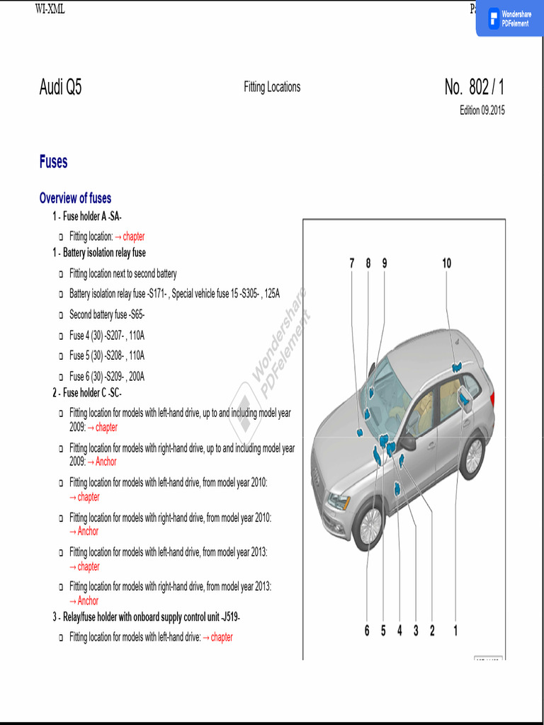 2014 audi q5 cigarette lighter fuse location Audi Q5 Fuse Box and Relay Locations | PDF | Valve