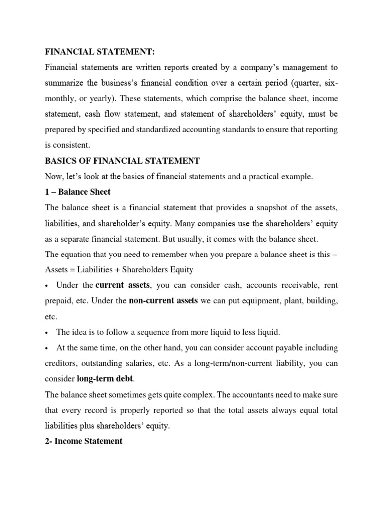 Financial Statement | PDF | Balance Sheet | Equity (Finance)