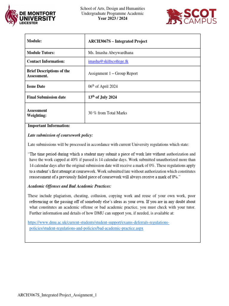 Integrated Project Assignment Overview | PDF | Sustainability ...
