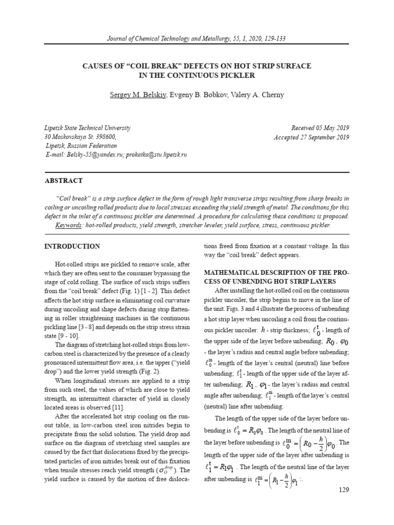 Coil Breaking | PDF | Yield (Engineering) | Rolling (Metalworking)