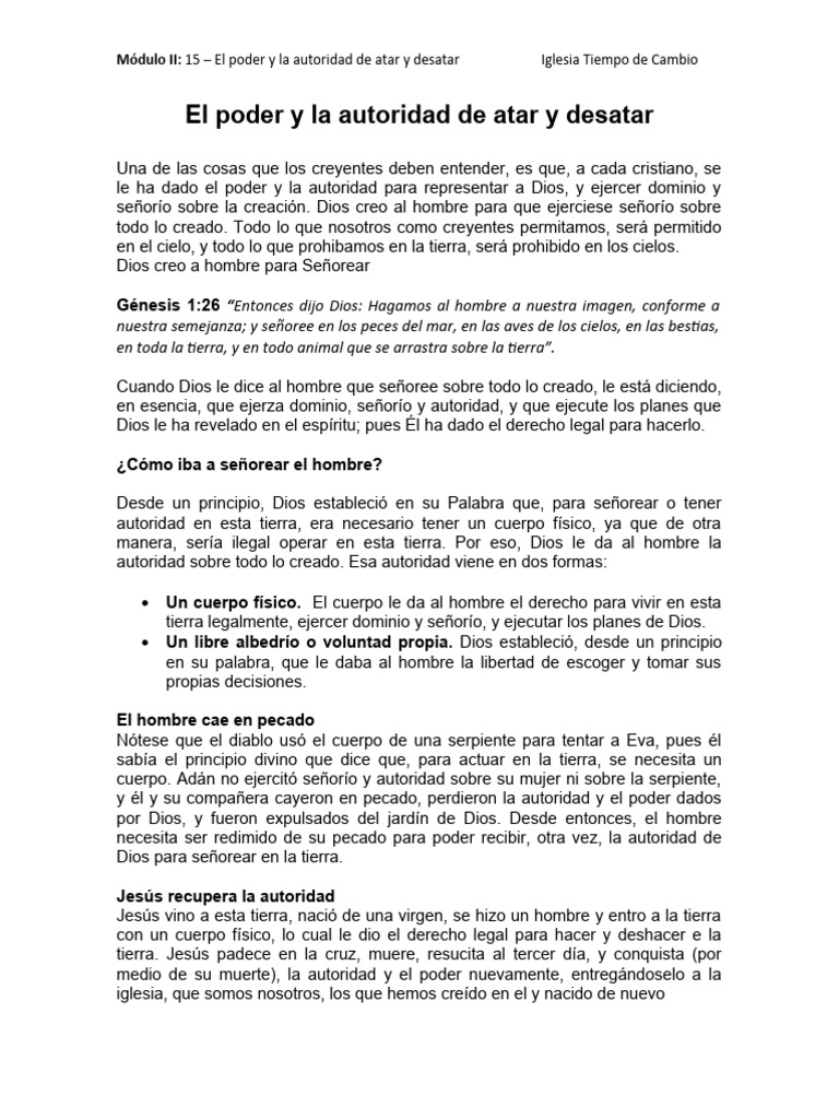 Poder y autoridad para atar y desatar | PDF | Intercesión | Jesús
