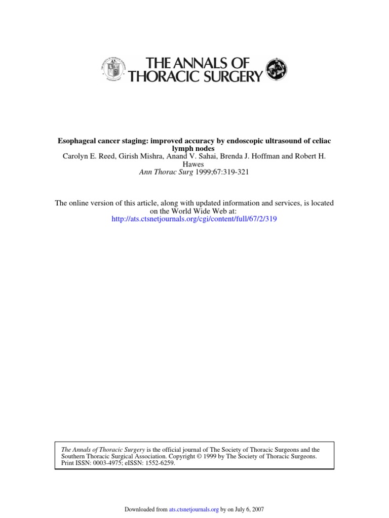 Lymph Nodes Esophageal Cancer Staging Improved Accuracy by Endoscopic