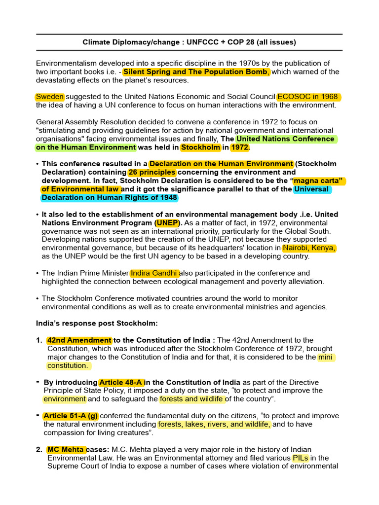 UNFCCC and COP 28: Climate Diplomacy Overview | PDF | Kyoto Protocol ...