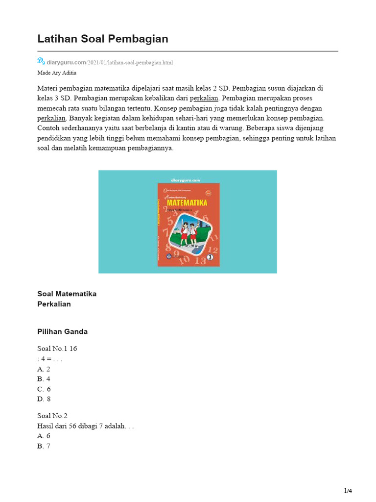 Latihan Soal Pembagian Pdf