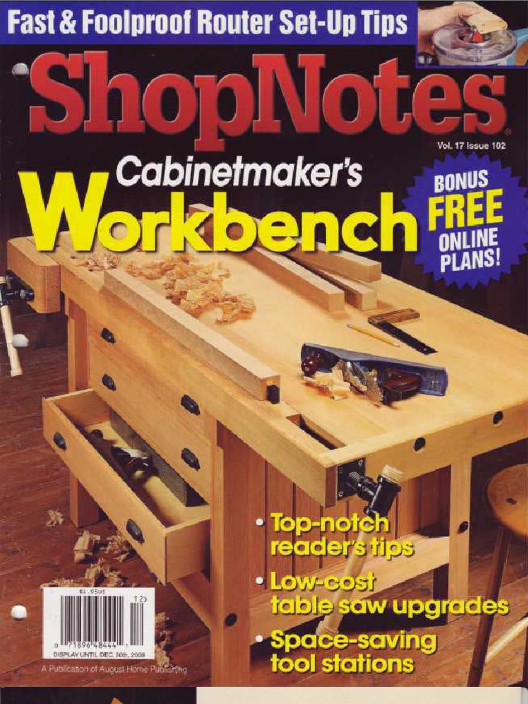 ShopNotes #102 - Cabinetmaker's Workbench | PDF | Blade | Sheet Metal
