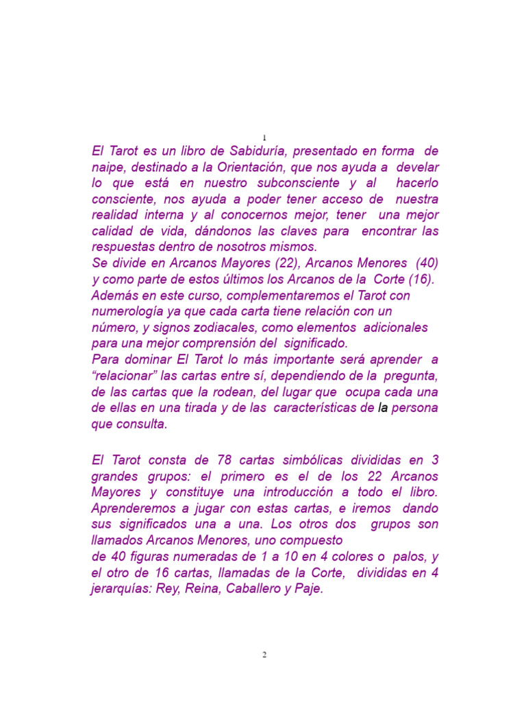 Curso Completo Tarot | PDF | Tarot | Jugando a las cartas