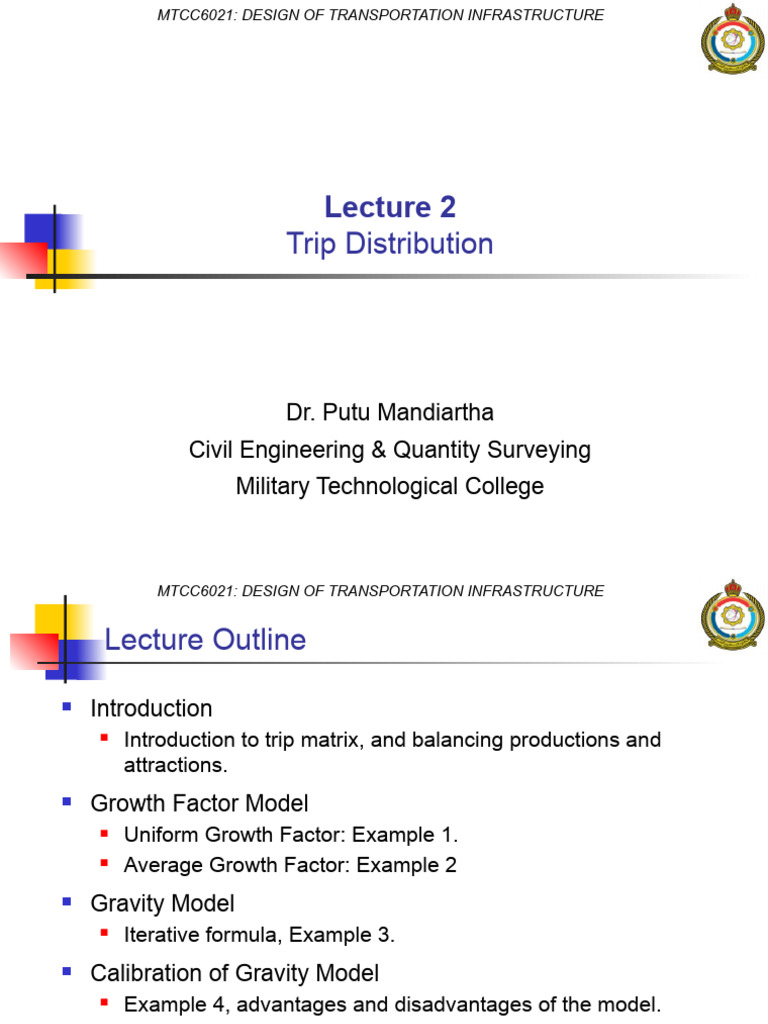 Trip Distribution Models in Transportation | PDF | Regression Analysis ...
