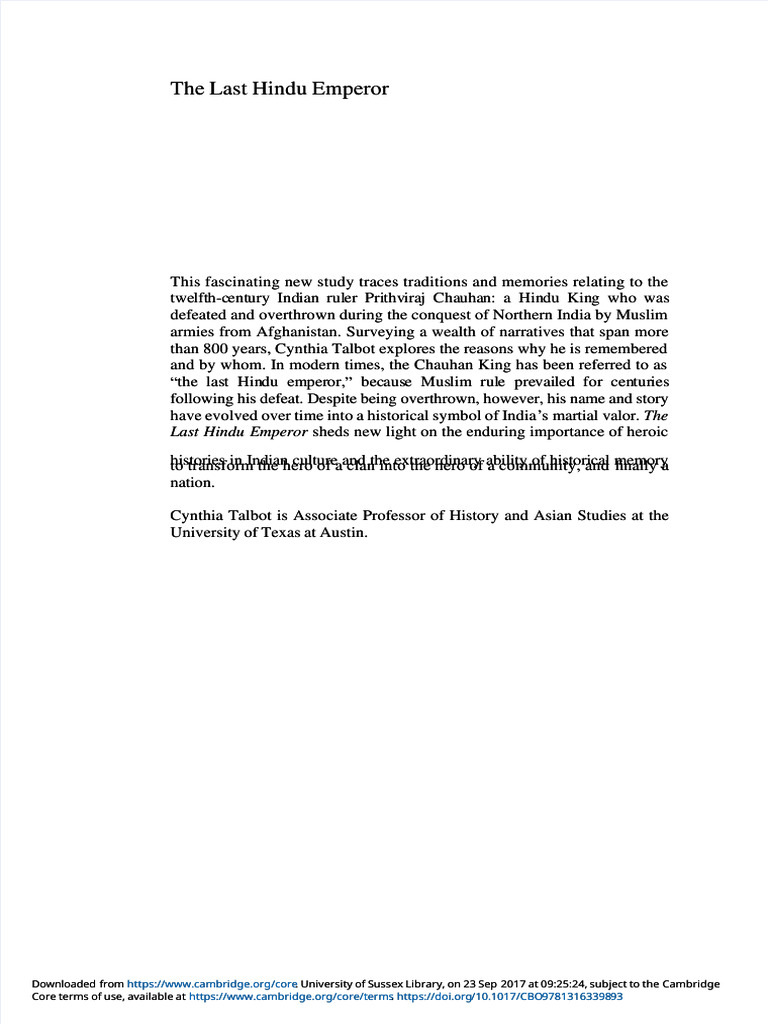 The Last Hindu Emperor: The Life and Legacy of Prithviraj Chauhan