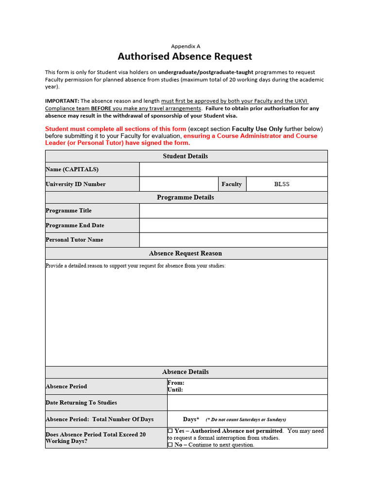 Appendix A Student Absence | PDF | Travel Visa