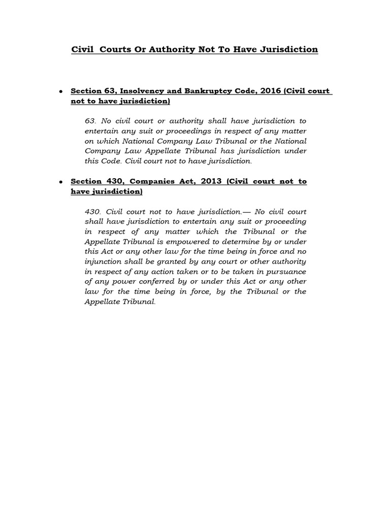Civil Courts or Authority Not To Have Jurisdiction | PDF | Law