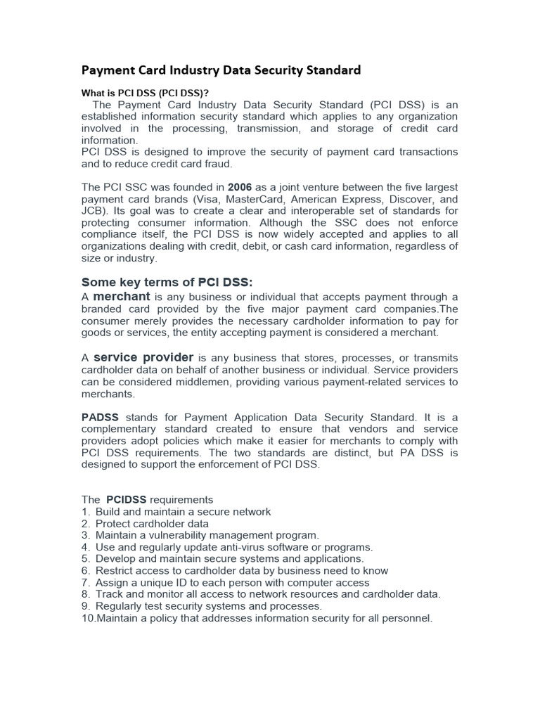 Payment Card Industry Data Security Standard | PDF | Payment Card ...
