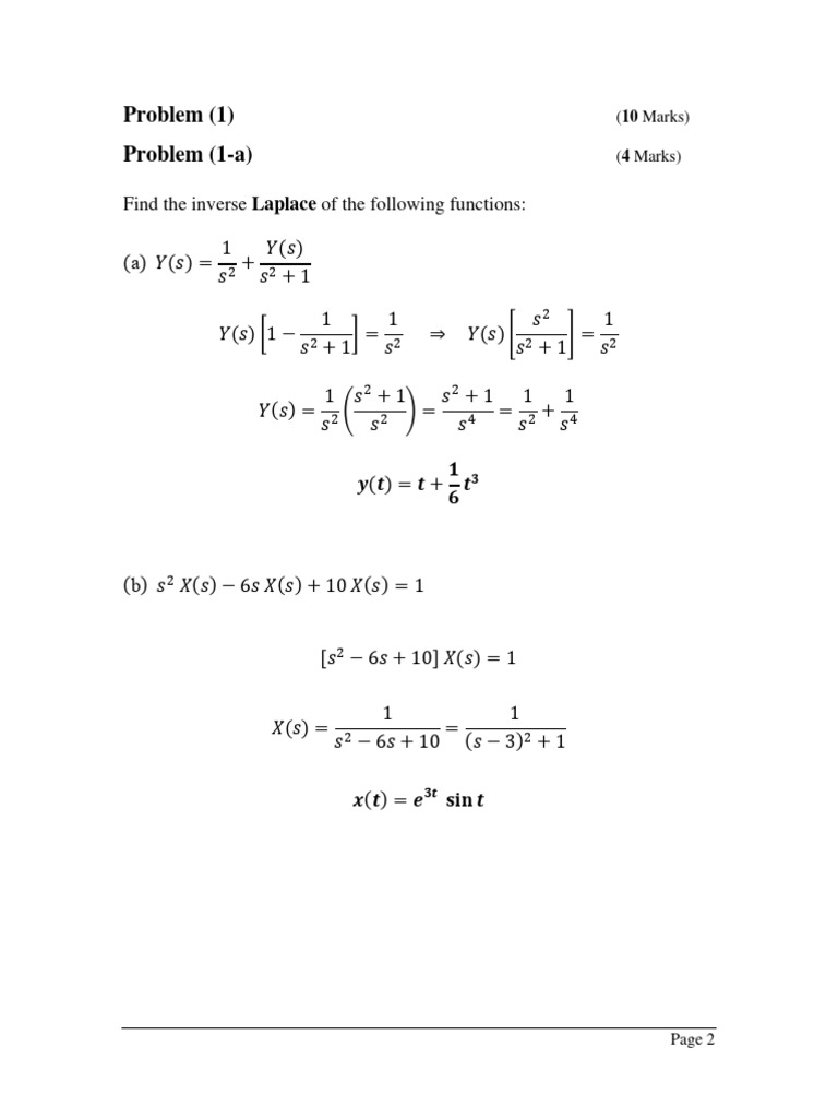 Signals Final Exam 2023 - Model Answer | PDF | Laplace Transform ...