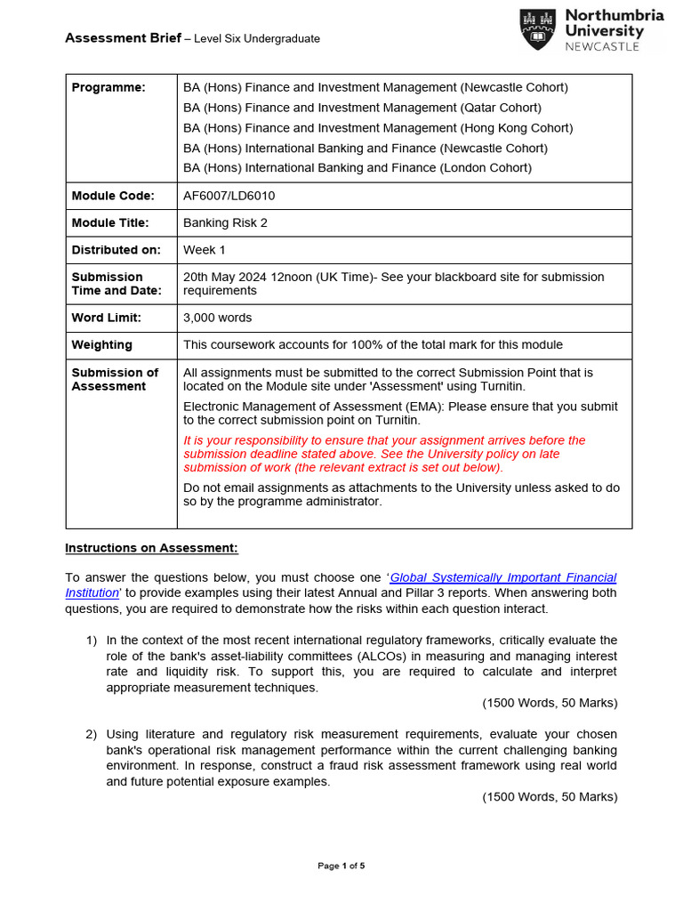 Banking Risk 2 Assigment | PDF | Risk | Operational Risk