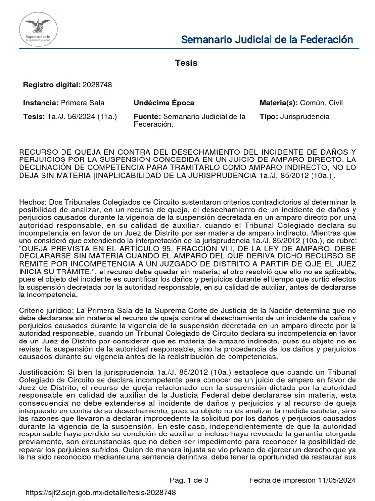Recurso de Queja en Amparo Directo | PDF | Caso de ley | Judicaturas