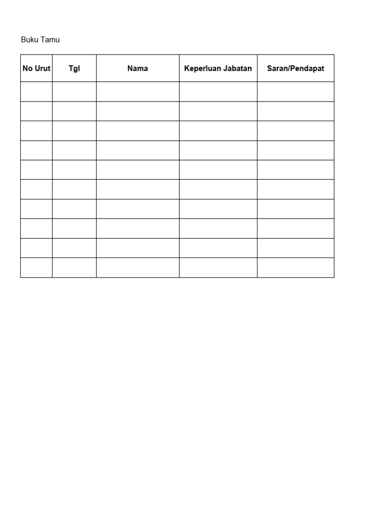 Contoh Buku Tamu Taman Pendidikan AlQuran Excell | PDF