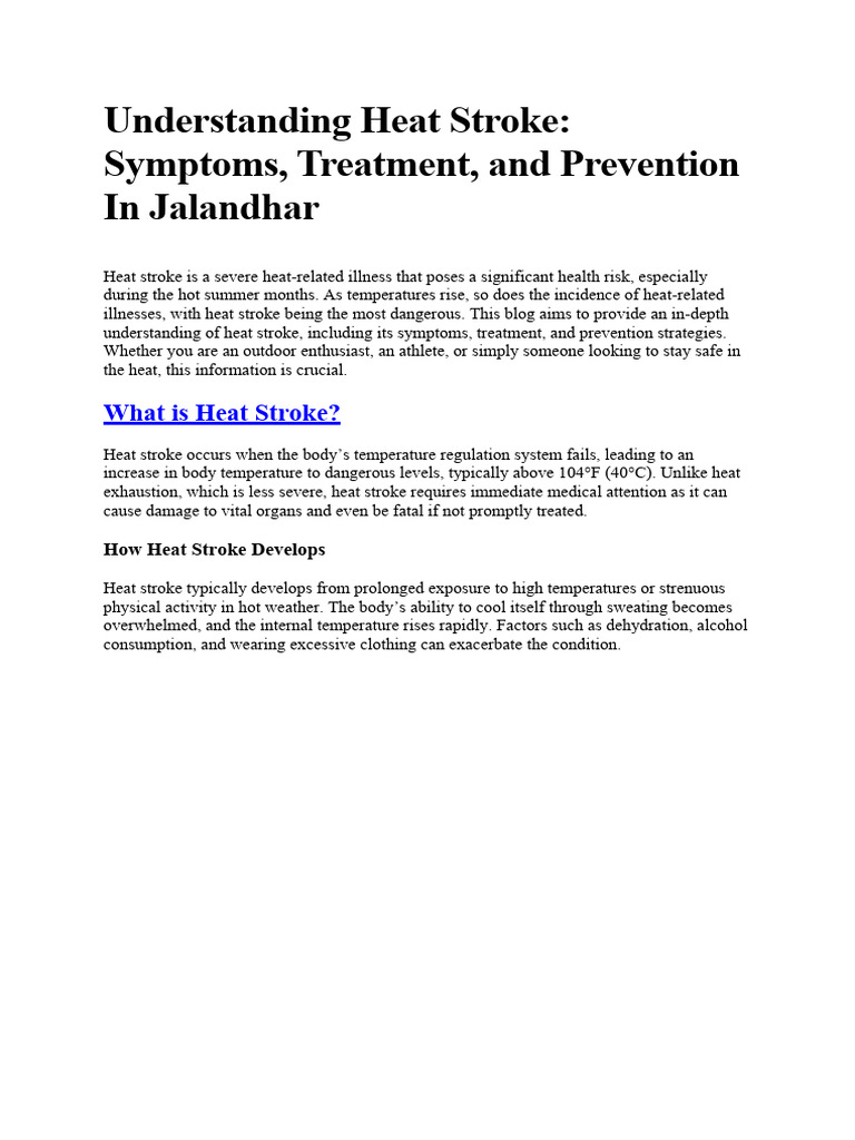 Heat Stroke Guide: Symptoms & Prevention | PDF | Hyperthermia | Stroke