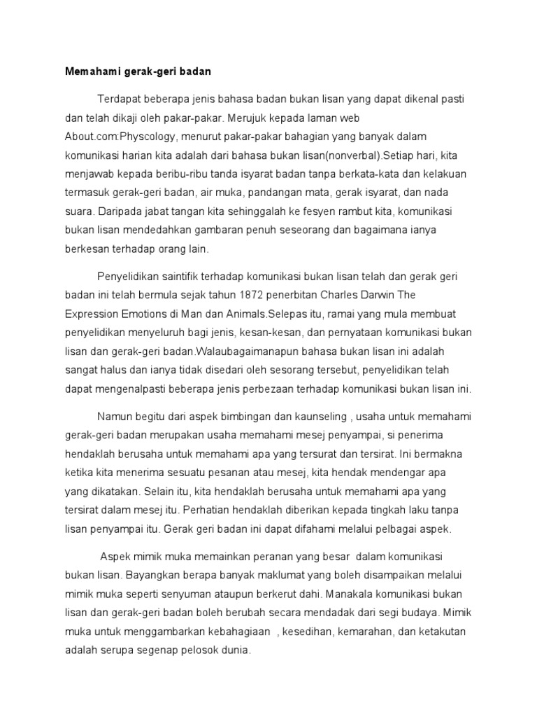 Memahami Gerak Geri Badan