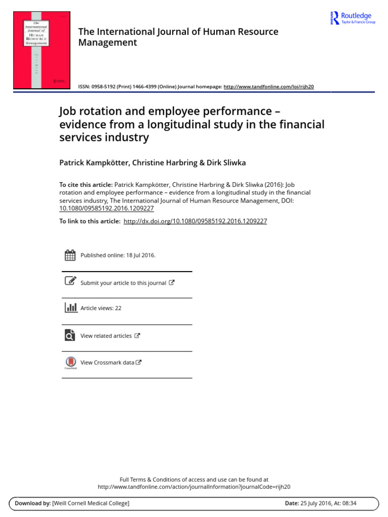 Job Rotation and Employee Performance | PDF | Employment | Human ...