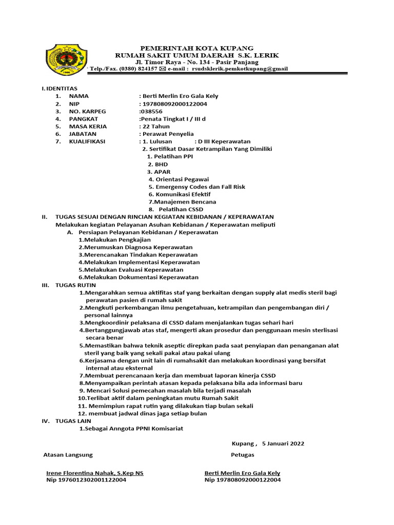 Uraian Tugas CSSD 2022 | PDF