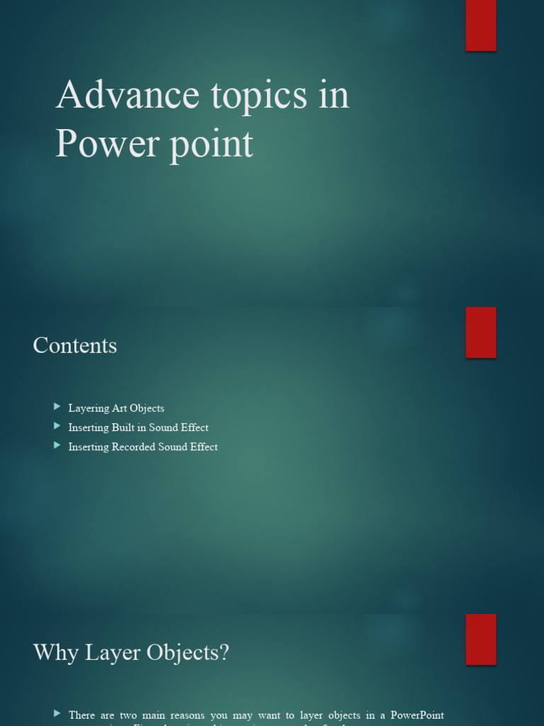 Advance Topics in Power Point | PDF | Microsoft Power Point | System ...