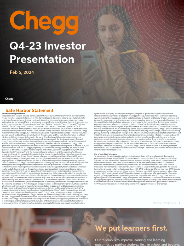 Chegg Q4-23 Investor Presentation Insights | PDF | Artificial ...