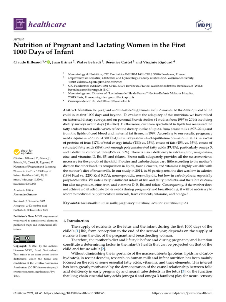 1st 1000 Days of Infant - Nutr of Pregnant & Lactating Women (Billeaud ...