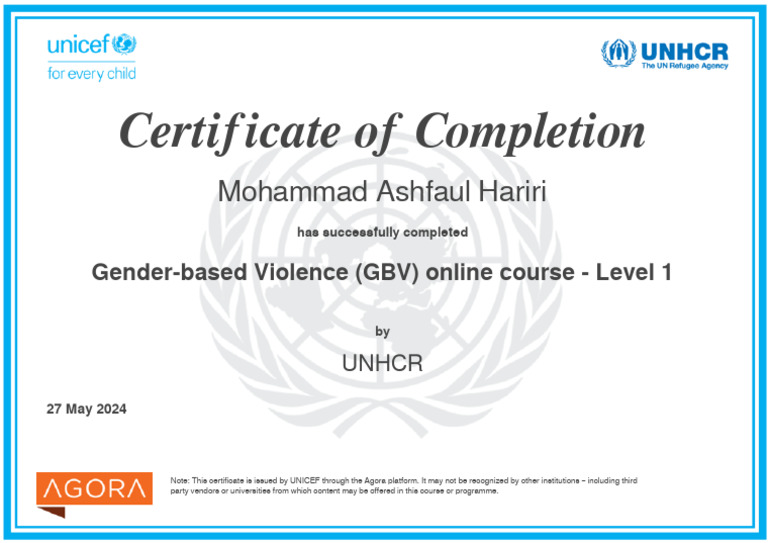 GBV Level 1 - Course Certificate | PDF