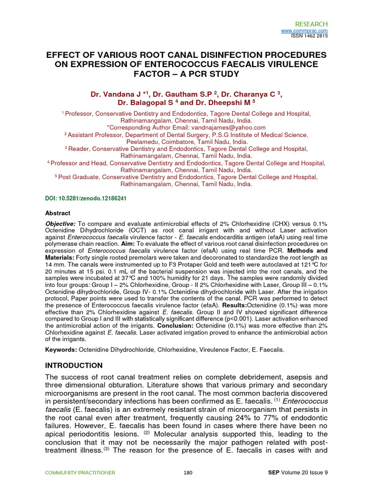 Effect of Various Root Canal Disinfection Procedures On Expression of ...