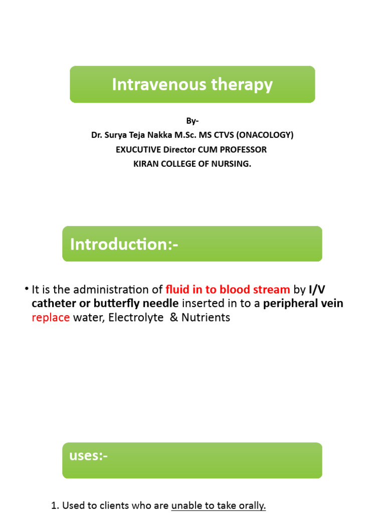 Intravenous Therapy | PDF | Intravenous Therapy | Clinical Medicine