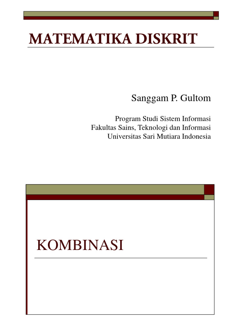 Prinsip Kombinasi dalam Matematika Diskrit | PDF | Metode & Bahan Ajar