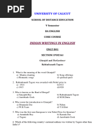 MCQ - Indian Writing in English