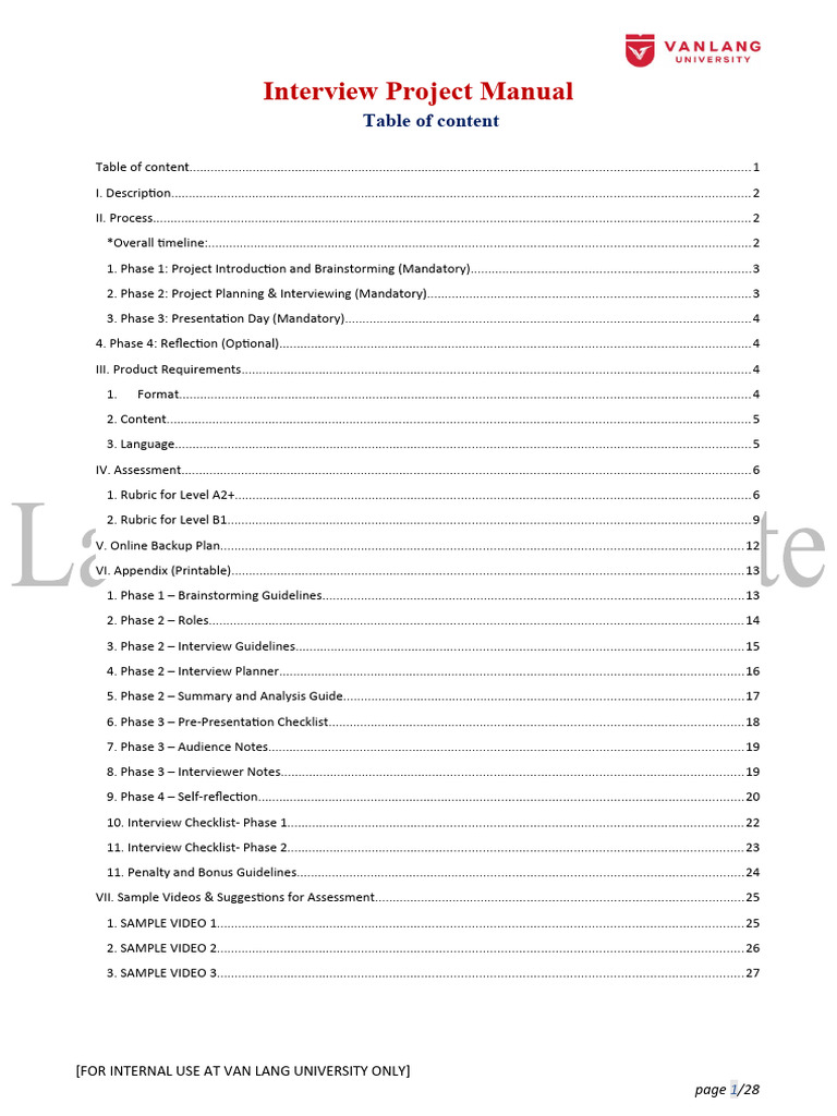 Anh Văn 3 4 - (EDITABLE) PBA Manual - Interview Project | PDF ...