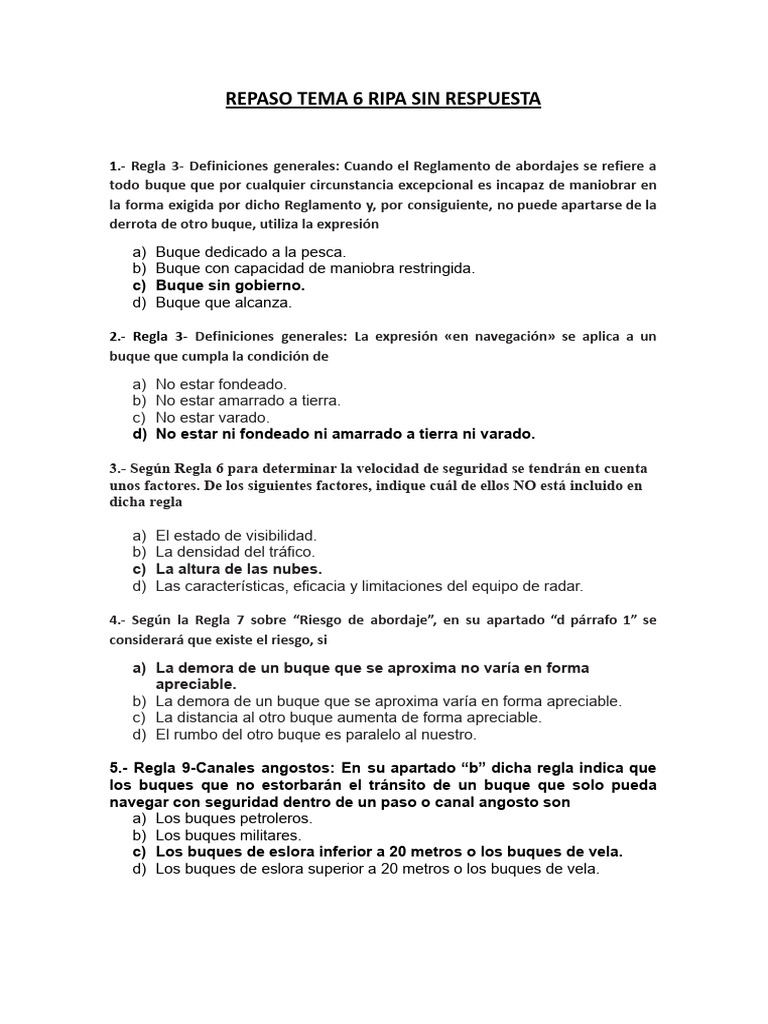 Repaso de Reglas RIPA y Definiciones | PDF | Barlovento y sotavento | Mar