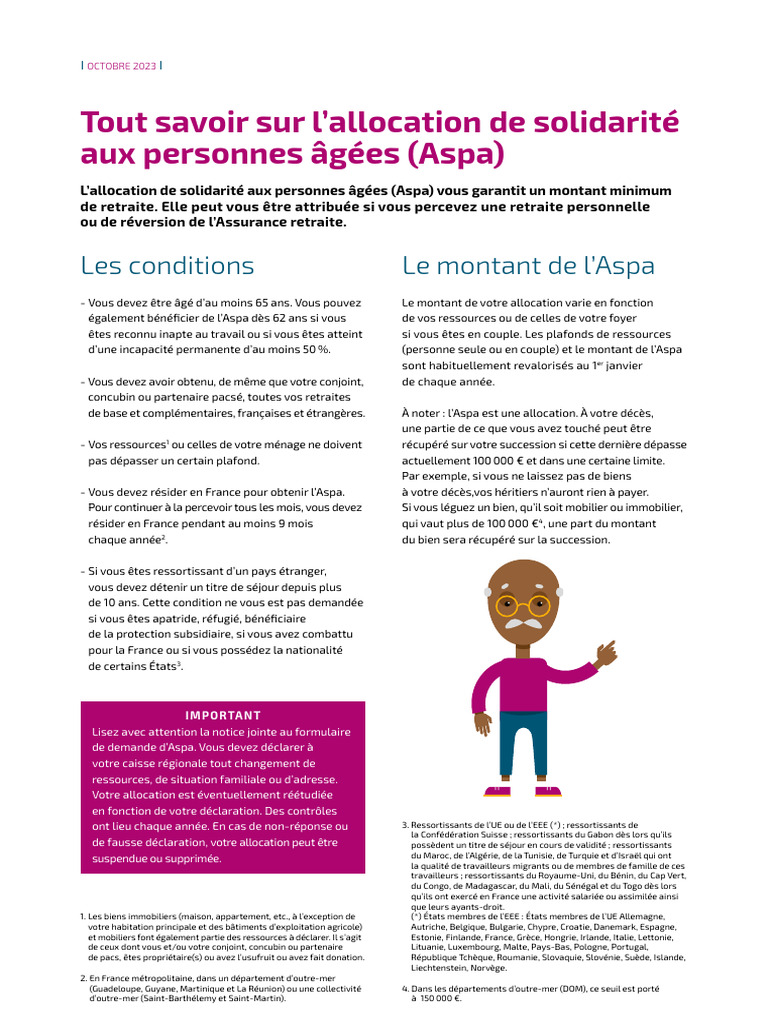 Conditions et demande de l'Aspa | PDF | Retraite | France