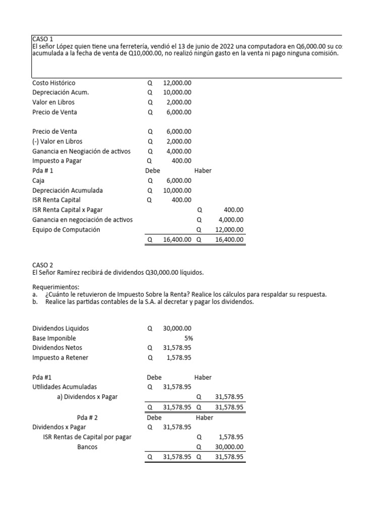 Tarea Rentas De Capital Y Trabajo Rony Aguirre Pdf Impuesto Sobre