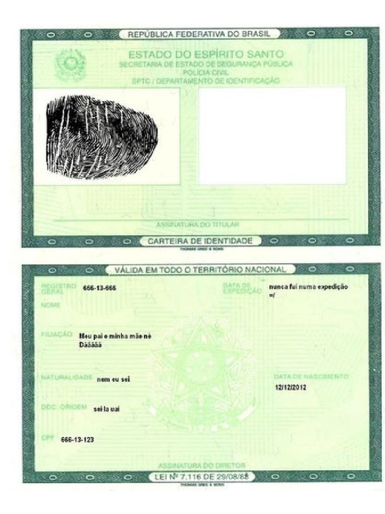 Carteira Identidade Editavel | PDF