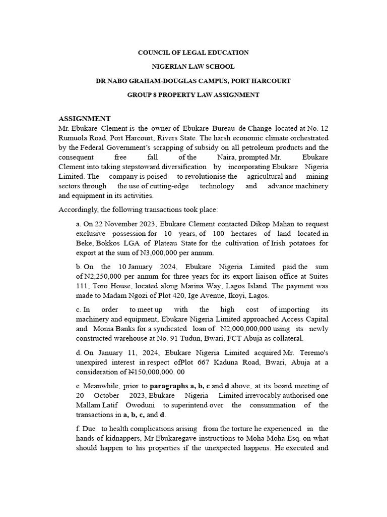 Property Law Assignment Overview | PDF | Lease | Leasehold Estate