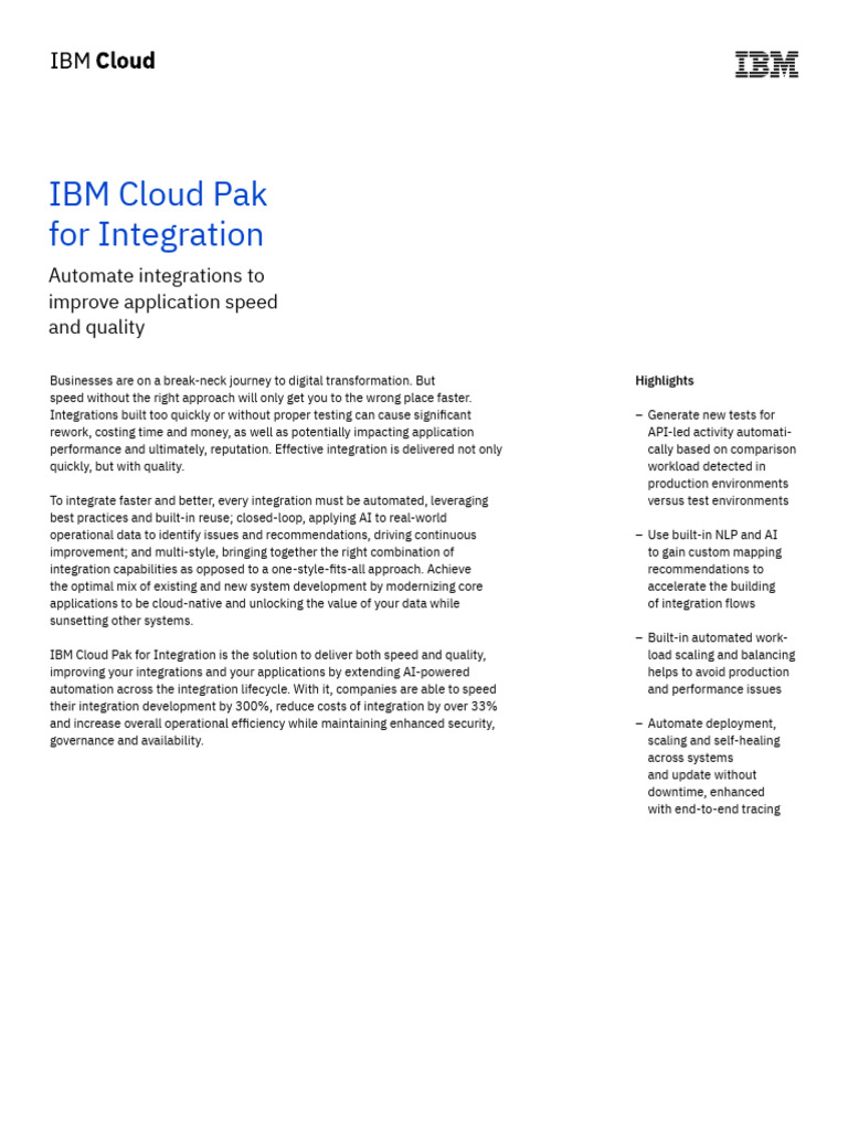 IBM Cloud Pak For Integration EN PDF Cloud Computing Automation