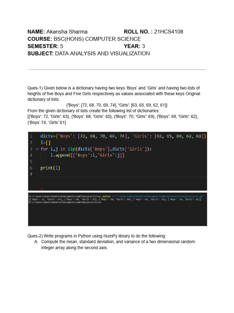 Data Analysis and Visualization Tasks | PDF | Computer Programming ...