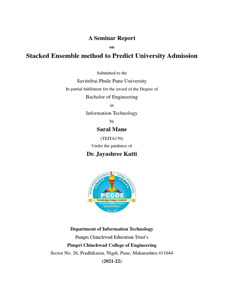 TEITA170 Saral Mane Seminar Report | PDF | Machine Learning | Prediction