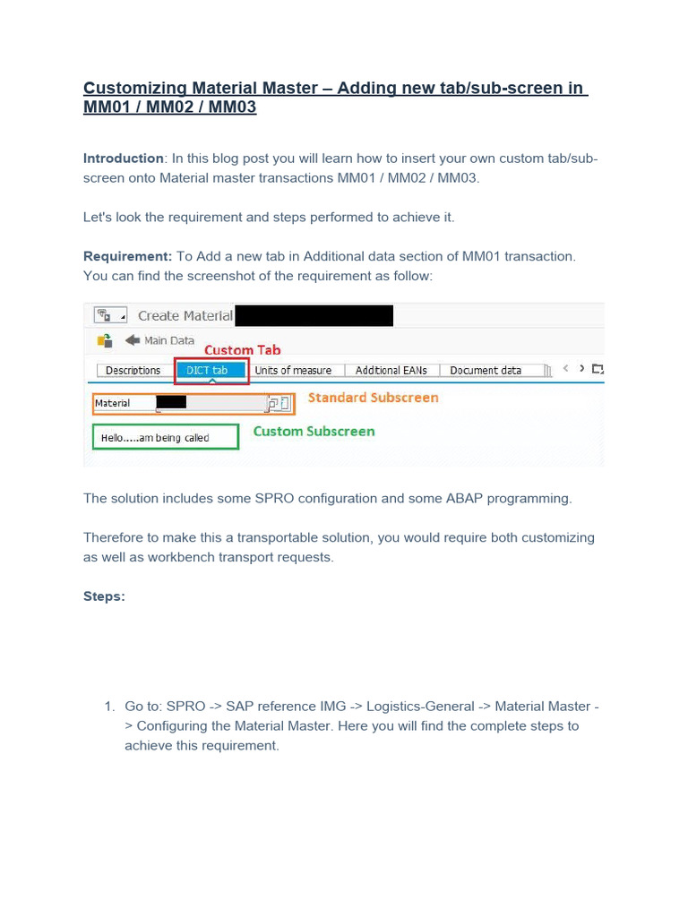 Custom Tab in SAP Material Master | PDF | Software Development | Software