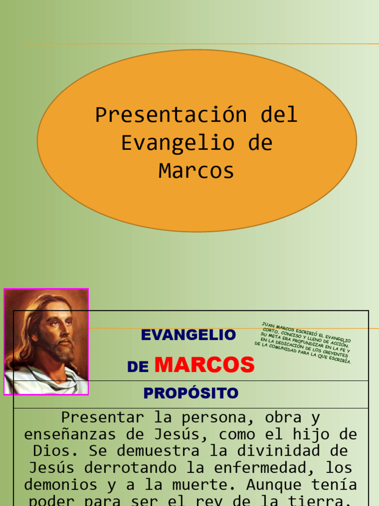 Presentación del Evangelio de Marcos | PDF | Jesús | Evangelio de Marcos