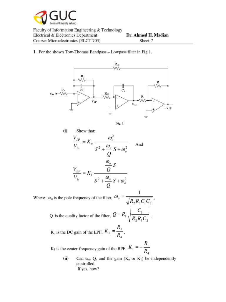 MOS-C Filter Design and Analysis | PDF | Low Pass Filter | Electricity