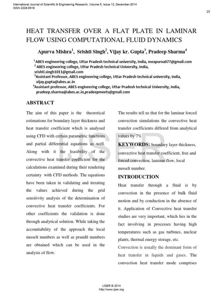 Heat Transfer Over A Flat Plate in Laminar Flow | PDF | Heat Transfer ...