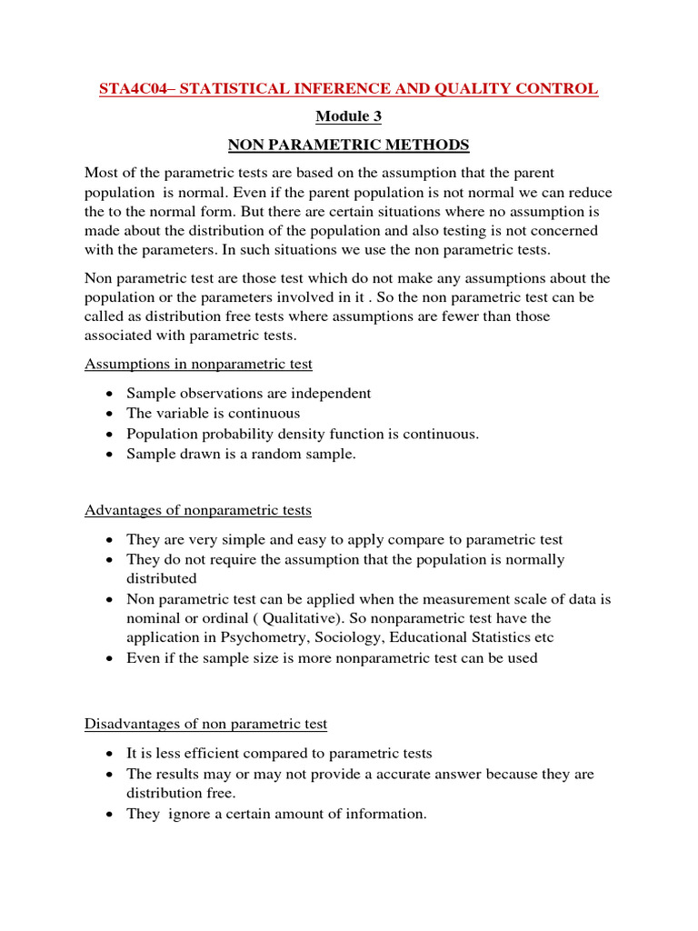 Nonparametric Statistical Methods Guide | PDF | Nonparametric ...