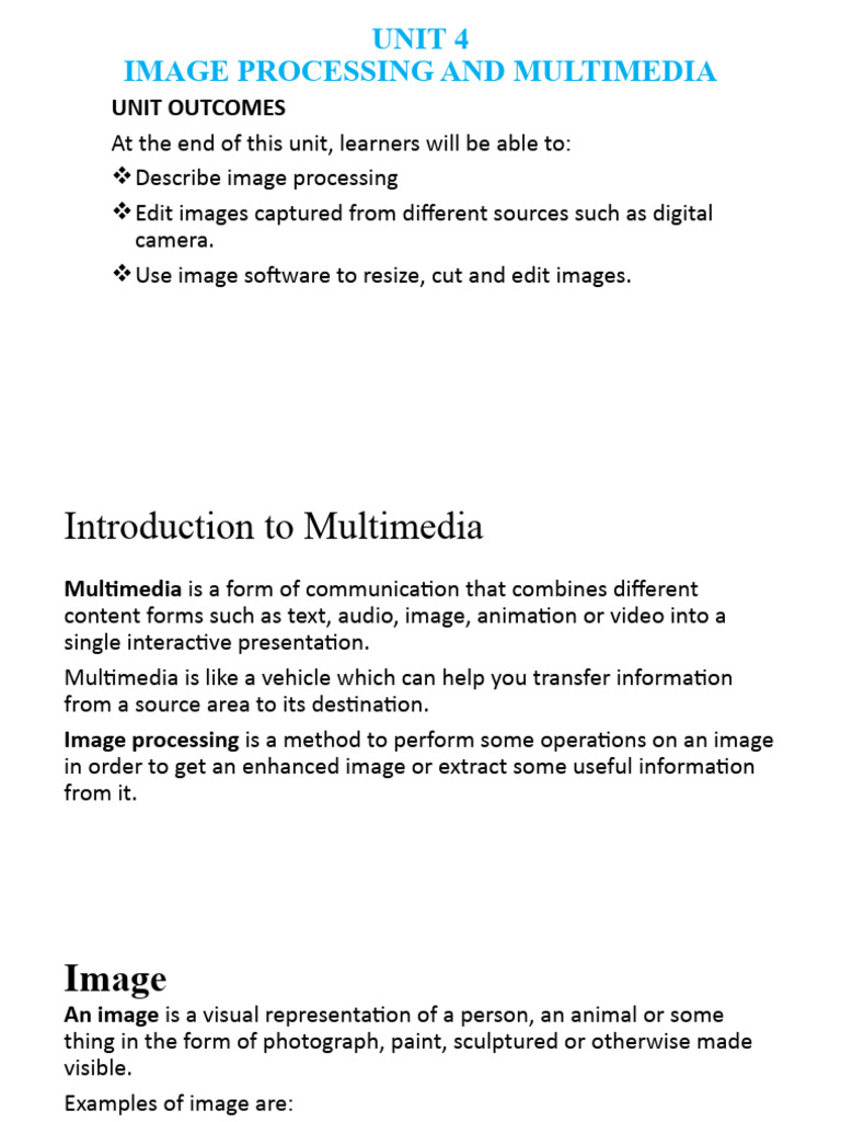 Image Processing and Multimedia Basics | PDF