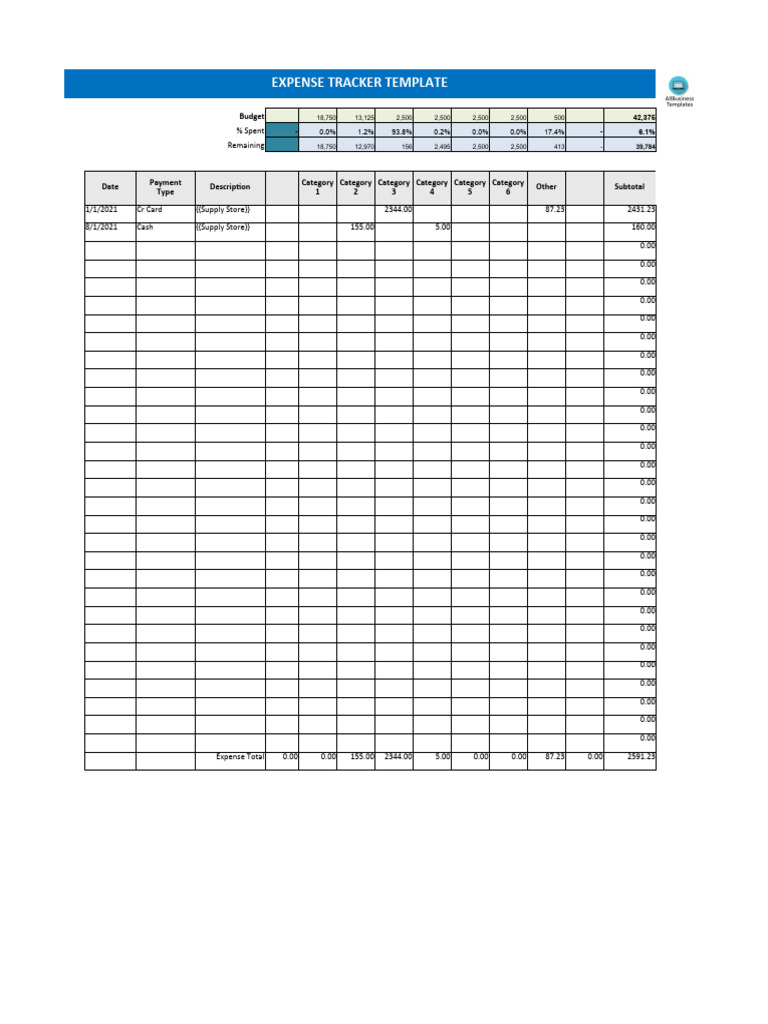 Expense Tracker Template | PDF | Payments | Banking Technology