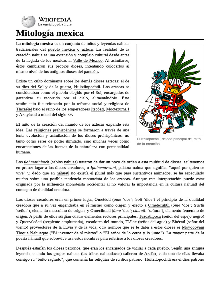 Mitos de creación en la mitología mexica | PDF | Mitología | azteca