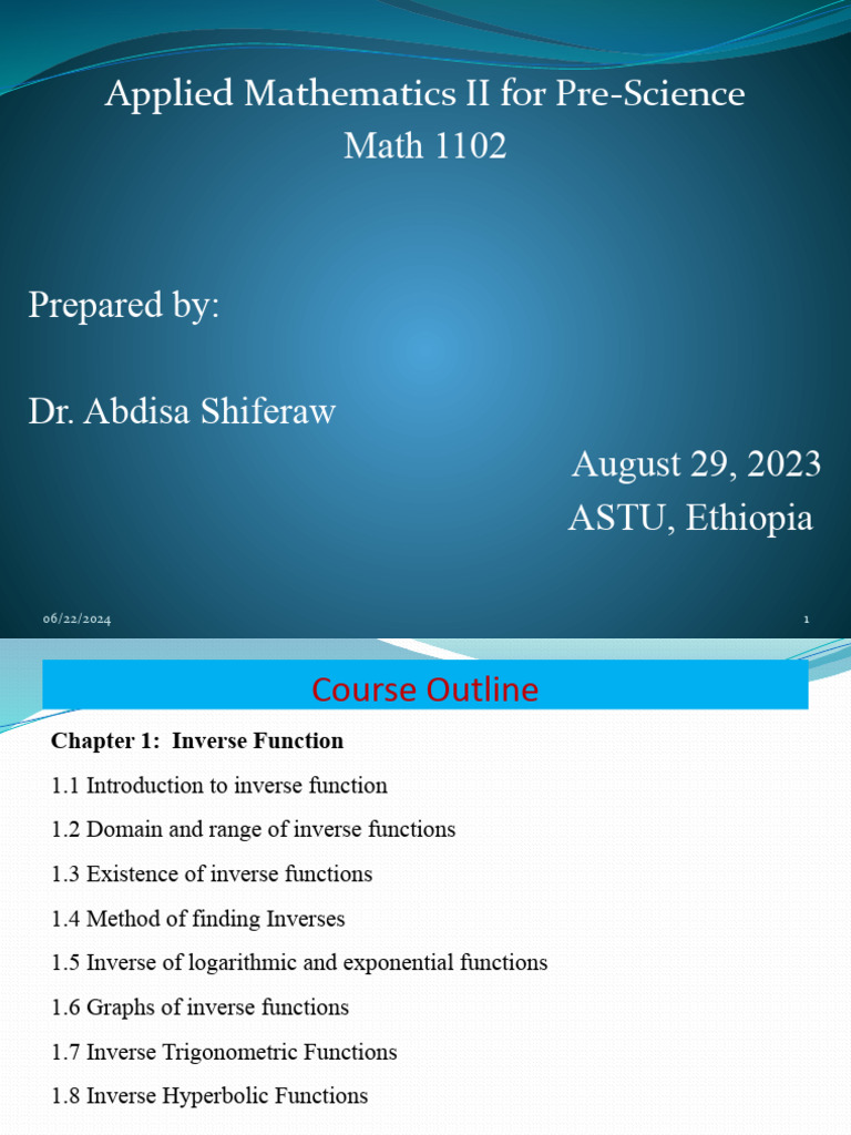 Appl. Math II For Pre-Science (Repaired) | PDF | Function (Mathematics ...