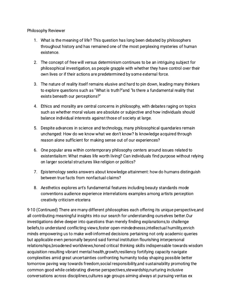 Philosophy Reviewer | PDF | Knowledge | Liberal Arts Education